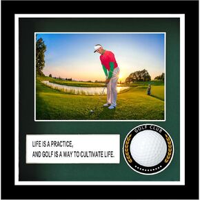 Golf Ball Display Case,Golf Ball Holder,Golf Ball Shadow Box,Golf Ball Display Stand,Wall Mounted Golf Ball Holder with 4x6 Photo Frame.Golf Ball Display Rack Cabinet for with Glass Door. ﻿