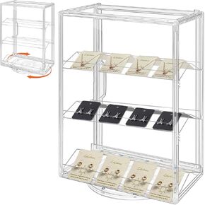 Jewelry Organizers and Storage, Jewelry Display for Vendors, Earring Display for Vendors, 360-Degree Roating for Jewelry Display, with 3 Removable Shelves