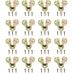 16PCS Galvanized Heavy Duty Locking Hole Picture Hangers with Screws 43x50mm Wall Mount Photo Frame Mirror Key Back Plate Hanging Piece Hanger Wooden Wall Hanging Plate for Hanging Panels