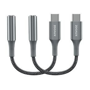 ZOOAUX USB C Splitter, Dual USB C Headphone and Charger Adapter,2-in-1 Type C Audio Dongle Cable with PD 60W Fast Charging Support Call Music for Pixel 4 3 XL,Galaxy S22 S21 S20 Note 20 10,Xperia