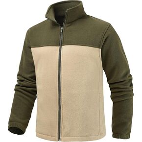 Men's Casual Outdoor Fleece Zip Jacket Long Sleeve Warm Winter Coat for Men with Zip Pocket