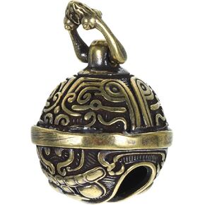 TEHAUX Antique Brass Bells, Bell Charms Mini Craft Bells Small Tibetan Bells Hollow Brass Keychain Bell Pendant Mini Bell Ornament Jewelry Making Charms Pendants Bronze Bells Pattern Bell for Crafts