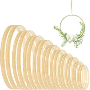 20 Pcs Wooden Hoops for Crafts-Wooden Bamboo Floral Hoop Rings for Crafts Floral Hoop for DIY Dream Catcher, Wedding Wreath Decor and Wall Hanging Craft 9 Sizes (4-14inch)
