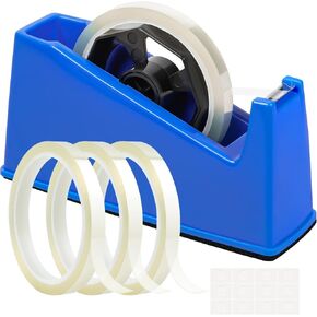 HTVRONT Tape Dispenser - Sublimation Heat Transfer Tape Dispenser Holder fits 1" & 3" Cores, Blue Desk Dispenser Sets for Office