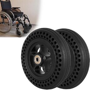 6''X1.4'' Wheelchair Front Wheel Replacement Rubber Anti-Skid Tire,6 Inch Solid Tire Wheel Assembly Suitable for Manual Wheelchair Replacement (One Pair)