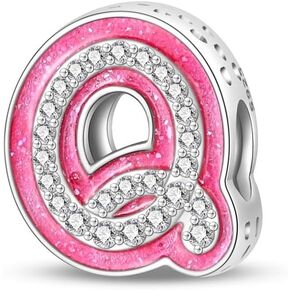 925 Sterling Silver Letter Charms Fits Pandora Bracelets Alphabet AZ Bead Charm for Bracelets Necklace with 5A Cubic Zirconia for Women Birthday Ceremony DIY Jewelry Gift
