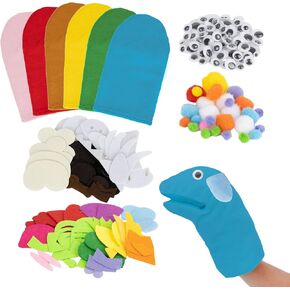 6PCS Hand Puppets - Hand Puppet Making kit Sock Arts and Crafts Kit for Family, Classroom, Party, DIY、Storytelling, Dramatic Play, Interactive Games and Role-Play