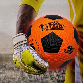 Glow in The Dark Soccer Ball - Water-Resistant, Official Size 5, Light Up with Every Kick, includes Pump, Manual & Extra Batteries - Perfect Soccer Gifts for Kids and Teen Boys
