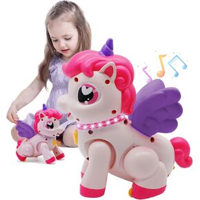 HAPTIME Unicorn Toys for Girls, Unicorn Gifts for 2 3 4 5 6 Year Old Girls, Interactive Kids Toys w/Music and Light, Toys for Ages 2-4 Girls Toddler Christmas Stocking Stuffers