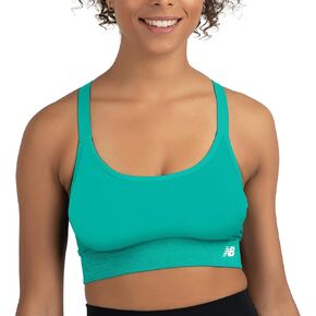 New Balance Women's Racerback Seamless Medium Support Sport Bra with Adjustable Straps and Removable Pads