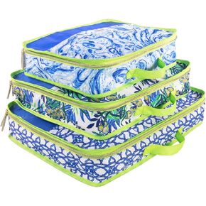 Lilly Pulitzer Packing Cubes Set of 3, Small, Medium & Large Suitcase Organizers, Travel Must Haves for Luggage, Assorted