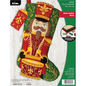 Bucilla, Nutcracker Noel, Felt Applique 18" Stocking Making Kit, Perfect for Holiday DIY Arts and Crafts Projects, 89703E