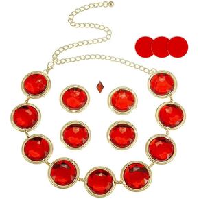 Red Gem Belt Halloween Cosplay Red Jewel Belt, Adjustable Halloween Red Rhinestone Chain Belt for Women Halloween Cosplay Costume Accessories