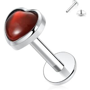 FUNLMO Titanium Tragus Helix Conch Piercing Jewelry Flat Back Cartilage Earring Medusa Monroe Piercing Jewelry Internally Threaded Lip Nose Ring