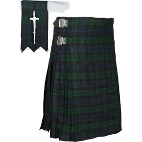 Scottish Black Watch Tartan Kilt FREE Flashes & Kilt Pin