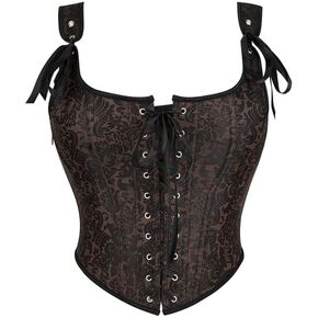 COSWE Women Vintage Floral Lingerie Corset Top, Renaissance Camisole Flower Bustier Shapewear with Boned Overbust