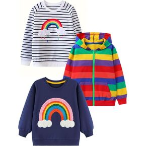 سويت شيرت مخطط بألوان قوس قزح للأطفال من HILEELANG in Kuwait