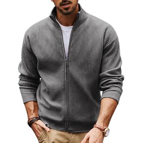 PJ PAUL JONES Mens Cardigan Sweaters Slim Fit Full Zip Up Sweater Stand Collar Casual Knitted Cardigans