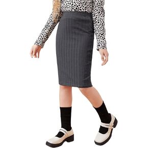 Milumia Girl's High Waisted Pencil Midi Skirt Knee Length Casual Skirts