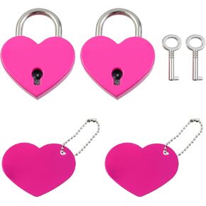 Crapyt Metal Colorful Heart Shape Locks Decorative Zinc Alloy Notebook Diary Locks Padlocks 25x32x6mm Mini Box Jewelry Box Locks with Keys 2 Set