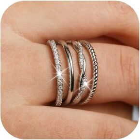 خواتم ذهبية/فضية للنساء غير مشوهة، مجموعة خواتم إبهام أنيقة مطلية بالذهب عيار 14 قيراط، مجموعة خواتم ذهبية قابلة للتعديل وقابلة للتكديس in Kuwait