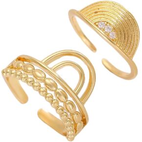 Gold Plated Rings for Women, Thumb Stackable Rings Set for Women Non Tarnish, Color Rhinestone Joint Finger Band Jewlery Gift for Brithday Party Porm