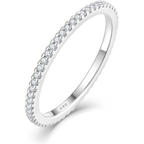 YL Birthstone Halo Stackable Rings for Women 925 Sterling Silver Round Stacking Bands Jewelry in Kuwait