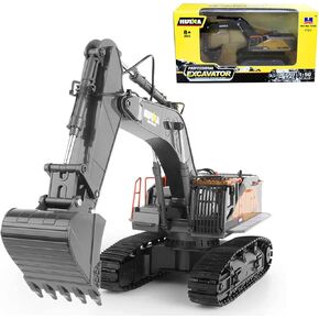 Gemini&Genius Excavator Toy for Kids, Metal Construction Vehicle Track Excavator Toy 1/50 Digger Vehicle Toy, Multi-Articular Movable Excavator Arm and 360 Degree Rotate Cab Truck Toy for Kids