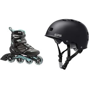 Rollerblade Zetrablade Women's Adult Fitness Inline Skate, Black and Light Blue, Performance Inline Skates