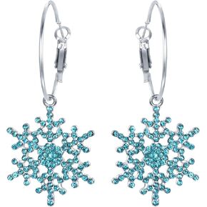 EVER FAITH Merry Christmas Gift Jewelry Crystal Winter Snowflake Hoop Dangle Earrings