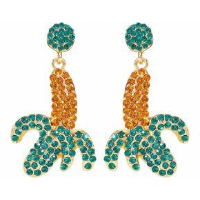 Banana Fruit Pearl Earrings Gold Plated Funny Yellow Bananas Summer Tropical Fruits Sparkly Colorful Rhinestone Cubic Zirconia Beaded Dangle Drop Earrings for Beach Holiday Birthday Party Jewelry Gifts