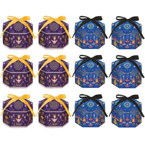 KYMY Diwali Treat Boxes, 12pcs Happy Diwali Goodie Candy Gift Boxes for Snack Sugar Chocolate, India Festival of Lights Gift Boxes, Diwali Decorations for India Festival Party Favor