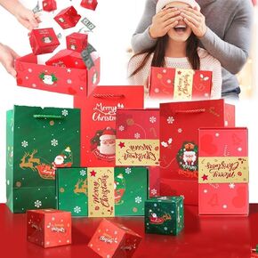 Christmas Surprise Box Explosion for Money,Creative Pop up Explosion Boxes,Cash Explosion Box,Money Pop Up Surprise Birthday Box For Christmas party supplies (Christmas- Red 12 Bouncing Boxes )