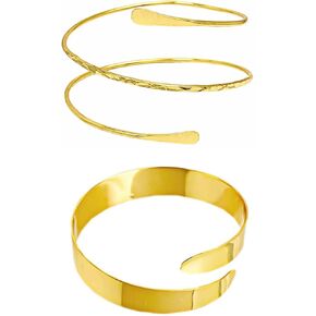 2 Pcs Arm Cuff Upper Arm Band Cuff Bracelet Bangle for Women Adjustable Armband Set