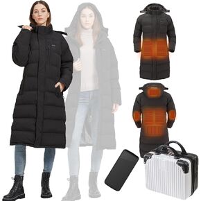 Heated Jackets for Women, Long Winter Coats for Women for Skiing Hunting Motorcycle, Idea Christmas Gift for Wife