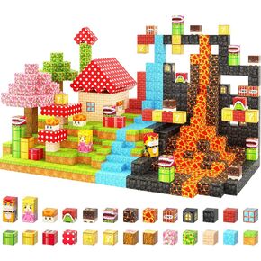 110PCS Magnetic Blocks - Build Mine Magnet World Magic Teleport Pipes Set, Building STEM Sensory Toddler Toys for 3+ Year Old Boys & Girls, Compatible with All Magworld 1" Magnetic Blocks Kids Toys