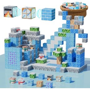 Magnetic Blocks - 121PCS Build Mine Frozen Castle Magnet World Sword Edition with Magic Portal Set - STEM Sensory Toys for 3-12 Year Old Girls & Boys - Toys for Montessori Toddler Birthday Gifts