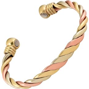 Magnetic Copper Bracelet Triple Cuff, For Men and Women, High Power Magnets, Adjustable Bracelet Bangle