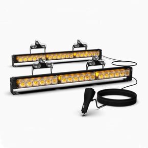 2x17.7 Inch Emergency Traffic Advisor Strobe Light Bars, 32 LED Safety Warning Flashing Lights for Construction Vehicles Trucks- Front/Rear Windshield Mount