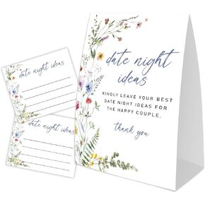 Date Night Cards Game, Bridal Shower Game 1 Sign and 50 Cards, Bridal Shower Decorations, Date Night Ideas for Bridal Shower, Wedding Shower Games(dnyx08)