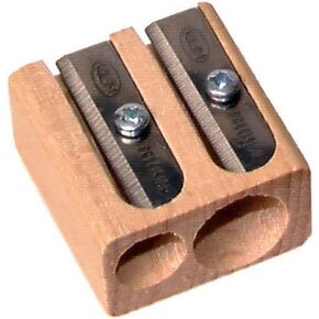 Kum 107.02.01 Wood 2-Hole Steel Blade Pencil Sharpener, Colors Vary