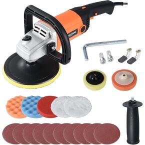 Buffer Polisher, Car Buffers and Polishers Kit, 1600W, 7 Inch/6 Inch 180mm Rotary Buffer Polisher Waxer, Variable Speed Dial 0-4,500RPM Corded, Perfect for Boat, Car Polishing and Waxing