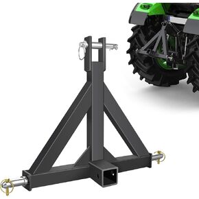 3 Point Trailer Hitch Receiver for Class 1 Tractors, 2" Trailer Hitch Tow Bar Attachment, Compatible with Kubota, Mahindra, Yanmar, Ford, John Deere, Massey Ferguson, Trailer Hitch Receiver