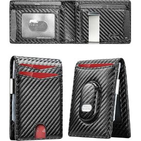 furid Mens Wallet for Samsung Galaxy SmartTag2: Slim Minimalist Wallet Compatible with Samsung Tracker Tag - RFID Blocking Bifold Leather Wallet with Money Clip