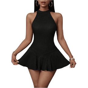 Floerns Women's Sleeveless Cut Out Back Tennis Dress Yoga Workout Halter Romper