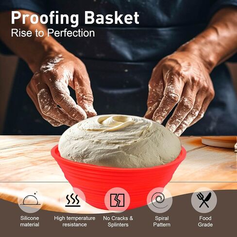 Bread Making Tools Includes Banneton Basket, Sourdough Starter Kit and Sourdough Bread Baking Supplies, Banneton Bread Proofing Basket Can be Folded, High Temperature Resistance and Easy to Clean. in Saudi Arabia