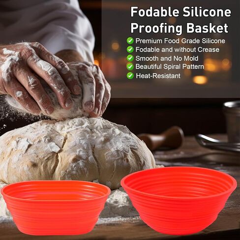 Bread Making Tools Includes Banneton Basket, Sourdough Starter Kit and Sourdough Bread Baking Supplies, Banneton Bread Proofing Basket Can be Folded, High Temperature Resistance and Easy to Clean. in Saudi Arabia