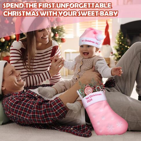 HooLing 2 قطعة قبعة عيد الميلاد الأولى للأطفال، تخزين أول عيد الميلاد، قبعة عيد الميلاد المتطابقة للأطفال الرضع في سن الحبو in Kuwait