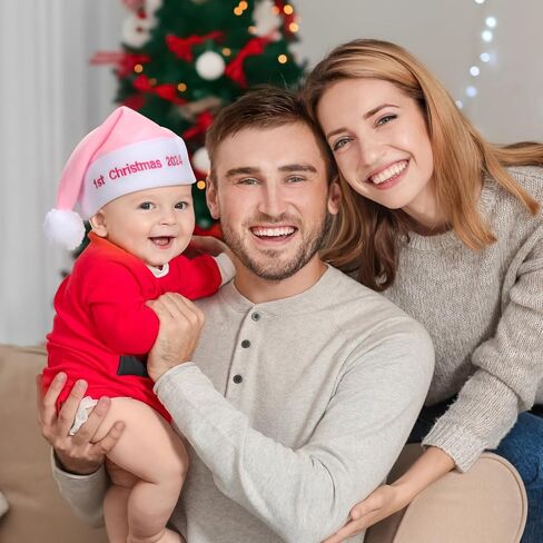 HooLing 2 قطعة قبعة عيد الميلاد الأولى للأطفال، تخزين أول عيد الميلاد، قبعة عيد الميلاد المتطابقة للأطفال الرضع في سن الحبو in Kuwait