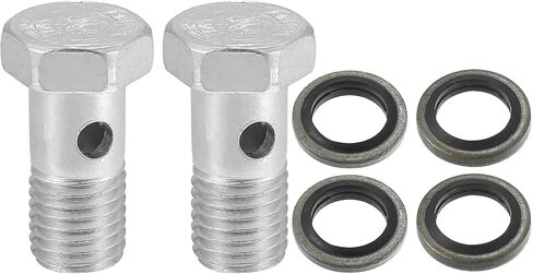 Car Banjo Bolt Brake Fitting Adapter Kit 1.93" Length M18x1.5 Brake Line Thread Single Bolt with 4 Copper Washers (Set of 2) in Saudi Arabia